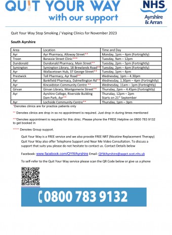 Quit Your Way - Stop Smoking Clinic - Dundonald